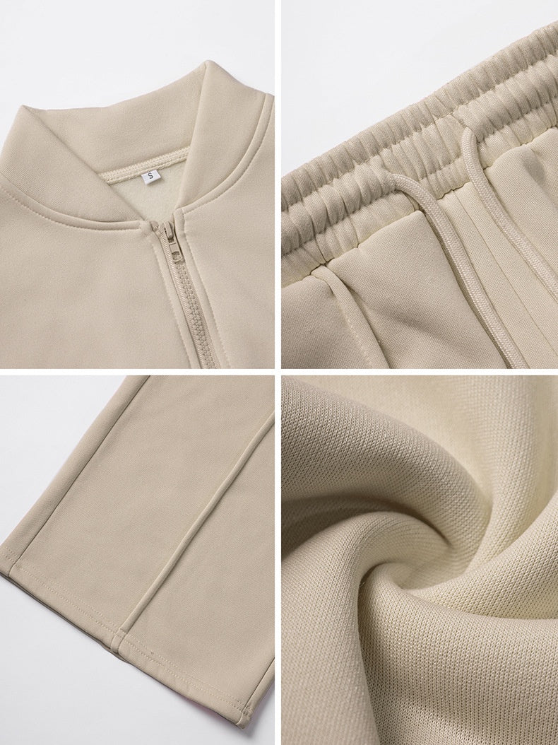 Sporty Style Long-sleeved Jacket Solid Color Trousers Two-piece Set - Image 5