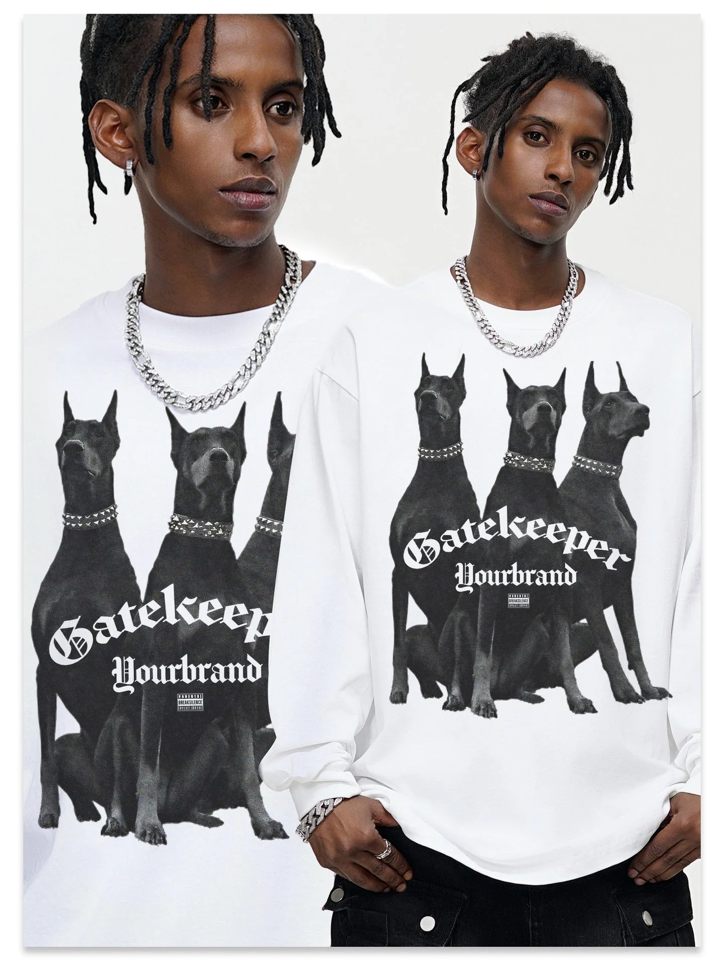 High Street Doberman American Street Print Long-sleeved T-shirt - Image 4