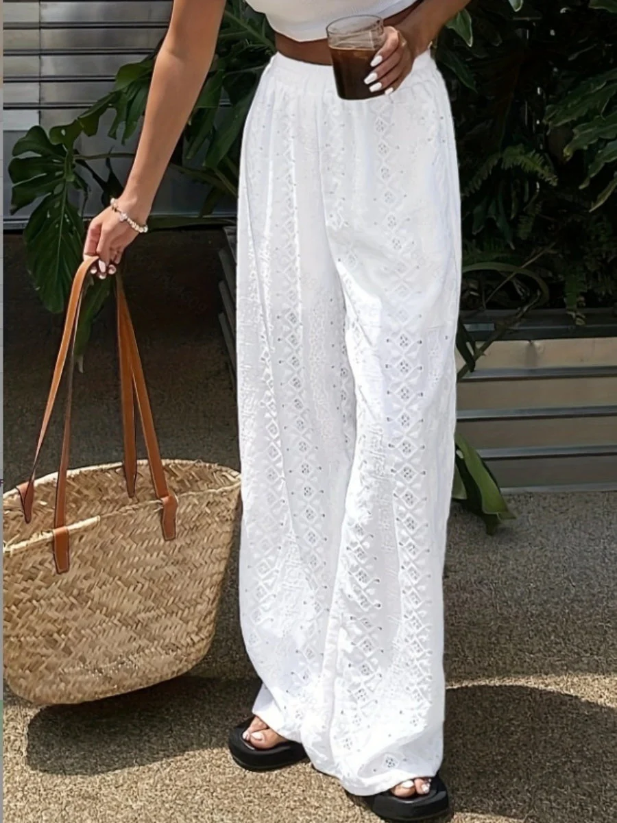 Lace High waist Straight Pants - Image 2