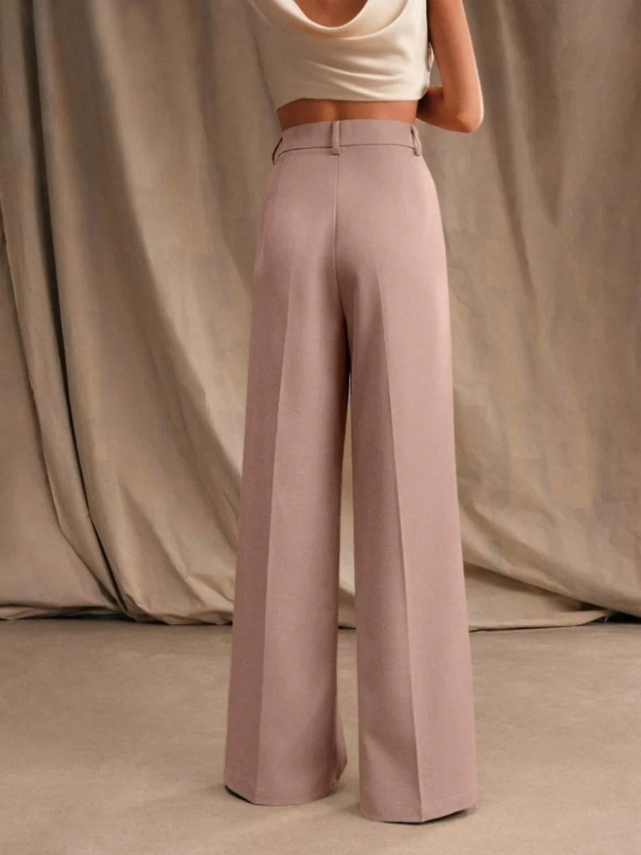 Commuting Loose High-waisted Straight Wide-leg Trousers - Image 11