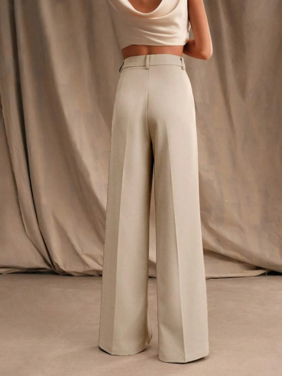Commuting Loose High-waisted Straight Wide-leg Trousers - Image 13
