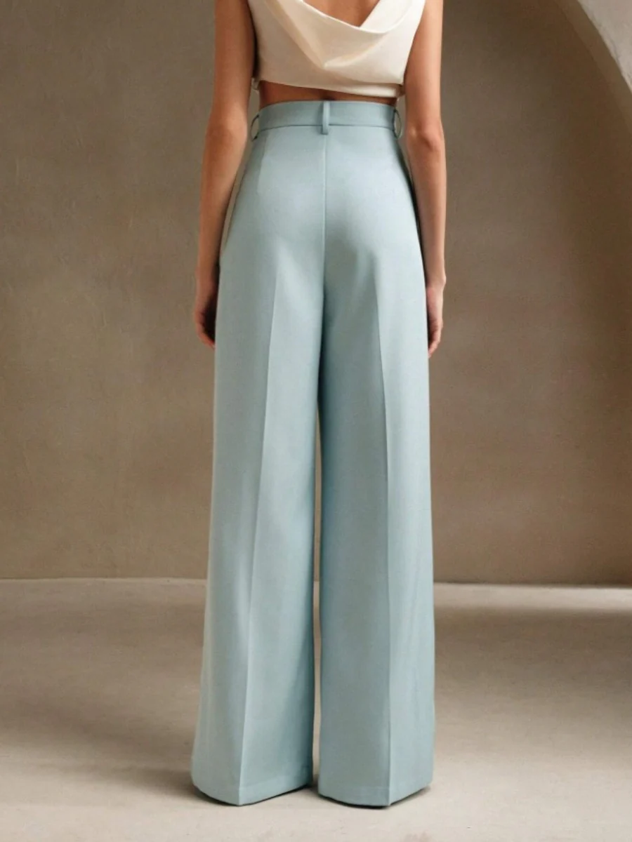 Commuting Loose High-waisted Straight Wide-leg Trousers - Image 18