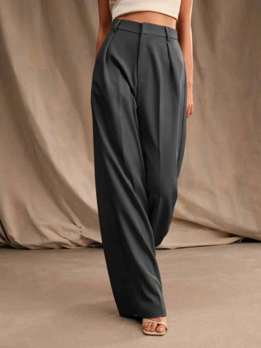 Commuting Loose High-waisted Straight Wide-leg Trousers - Image 22