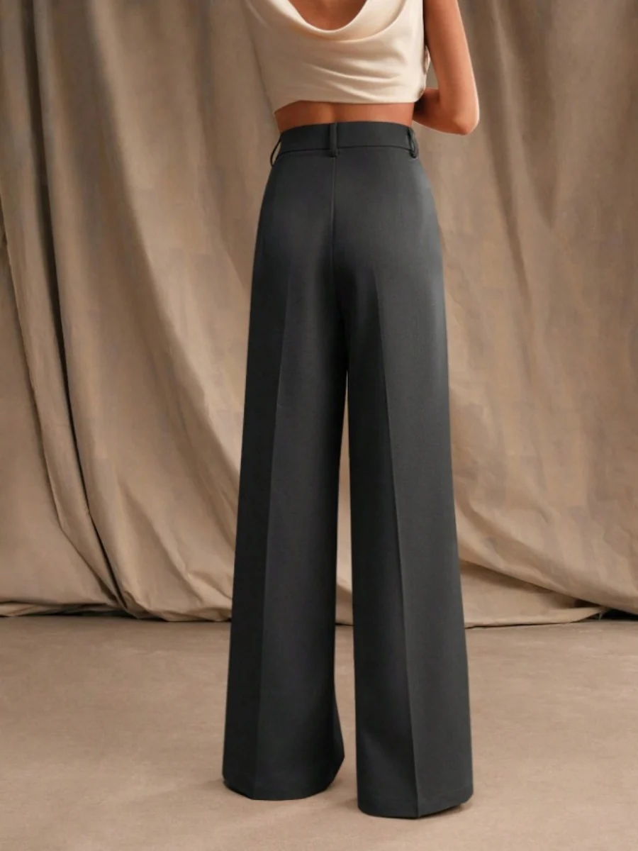 Commuting Loose High-waisted Straight Wide-leg Trousers - Image 24