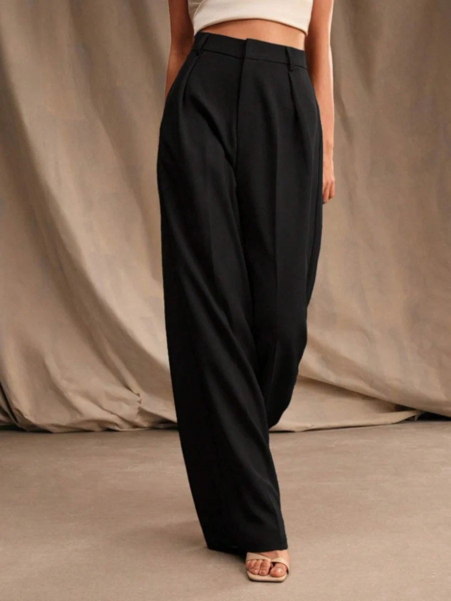 Commuting Loose High-waisted Straight Wide-leg Trousers - Image 8