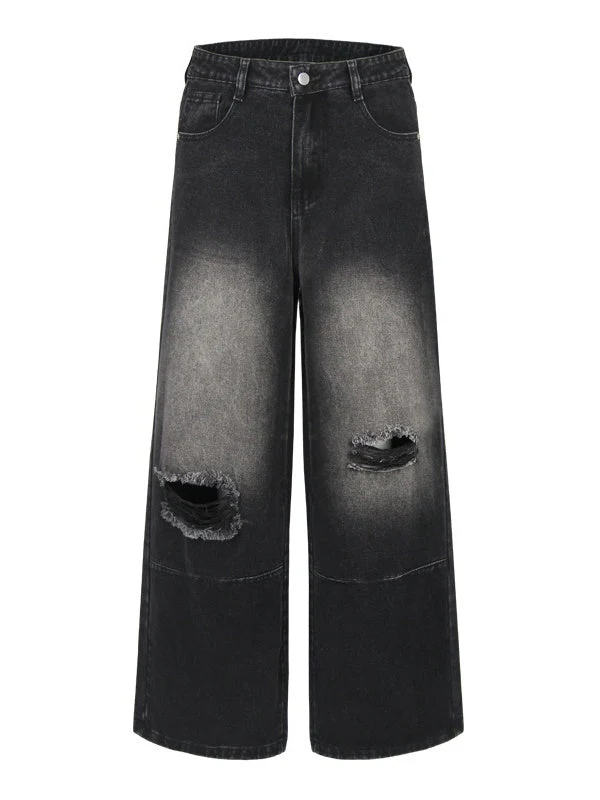Liber Autumn Neutral wear Hole Jeans - Image 10