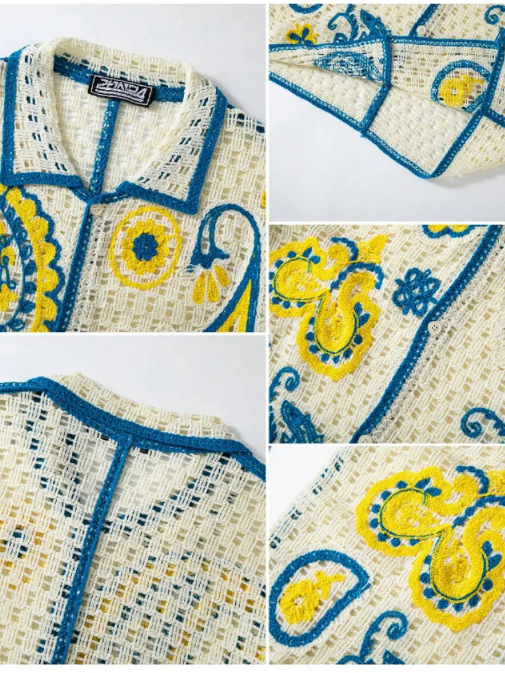 Ethnic Style Crochet Hollow Knitting Polo Shirts - Image 5