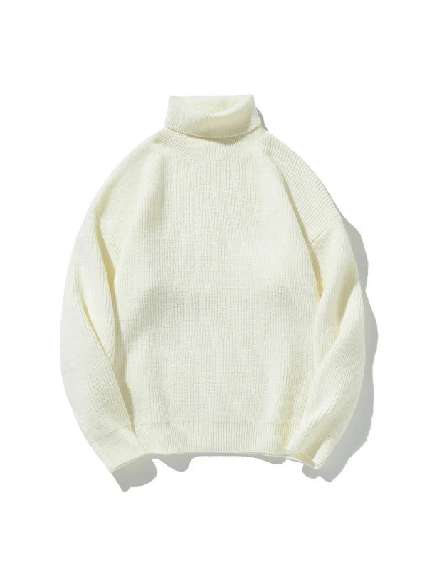 Simplicity Solid Color Loose Long Sleeve Turtleneck Sweater - Image 10