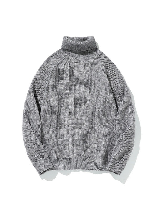Simplicity Solid Color Loose Long Sleeve Turtleneck Sweater - Image 9