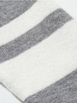Striped Texture Contrasting Colors Loose Leisure Pullover Sweater - Image 4