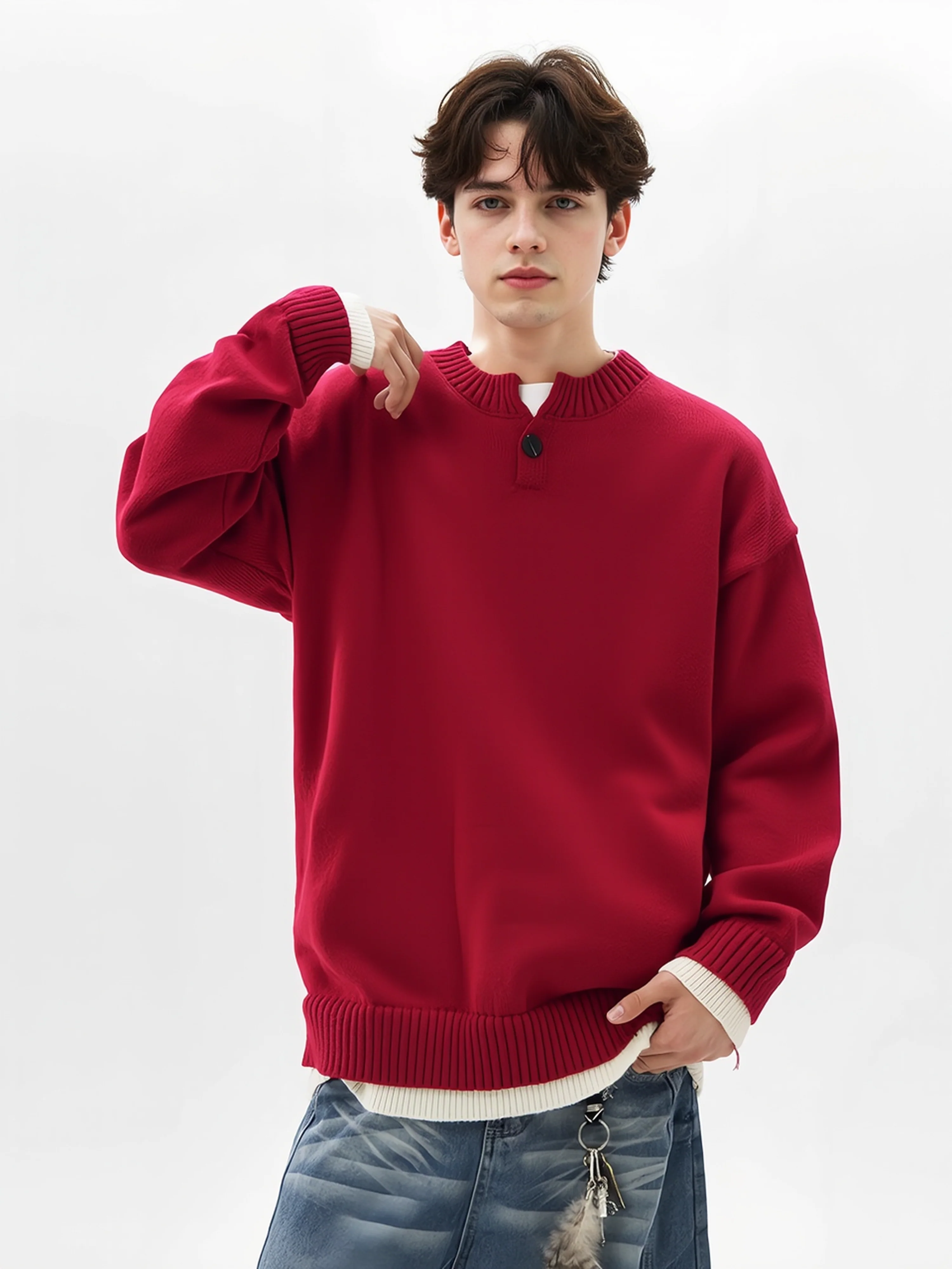 Old Money Style Leisure Solid Color V-neck Ins All-match Sweater