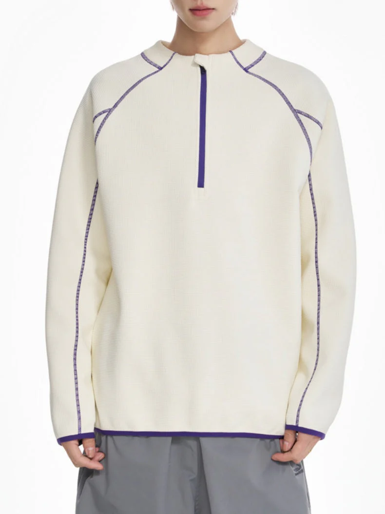 Color-blocked Line Loose-fit Sweatshirts&Hoodies - Image 2