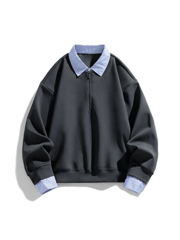 Mock-layer Striped-panel Polo Shirt - Image 10