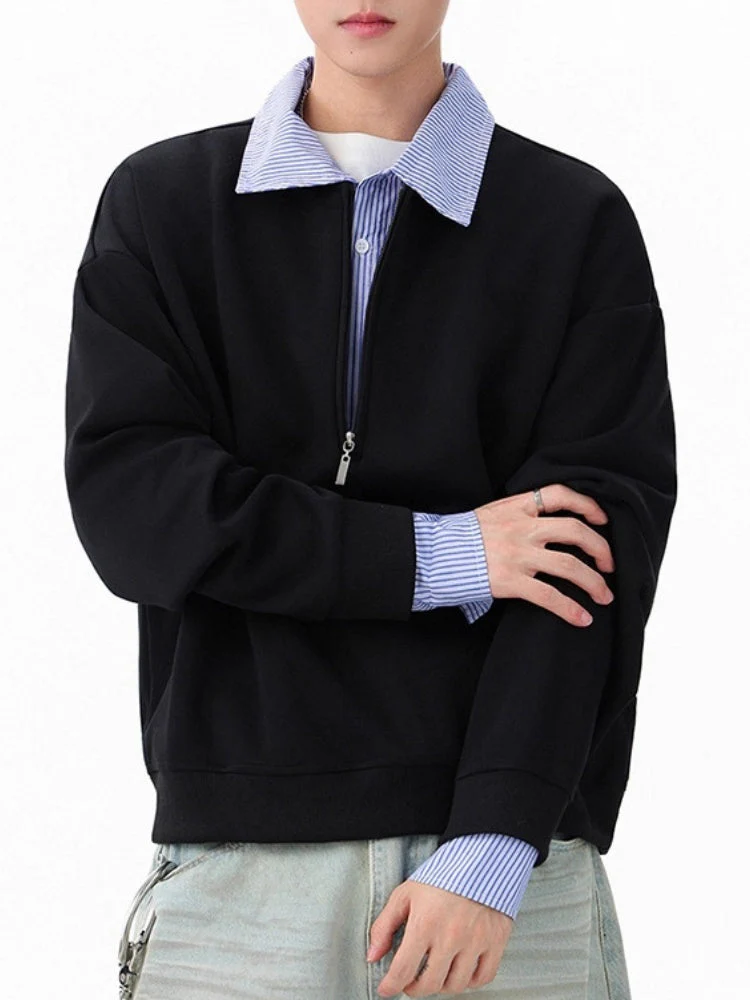 Mock-layer Striped-panel Polo Shirt - Image 4