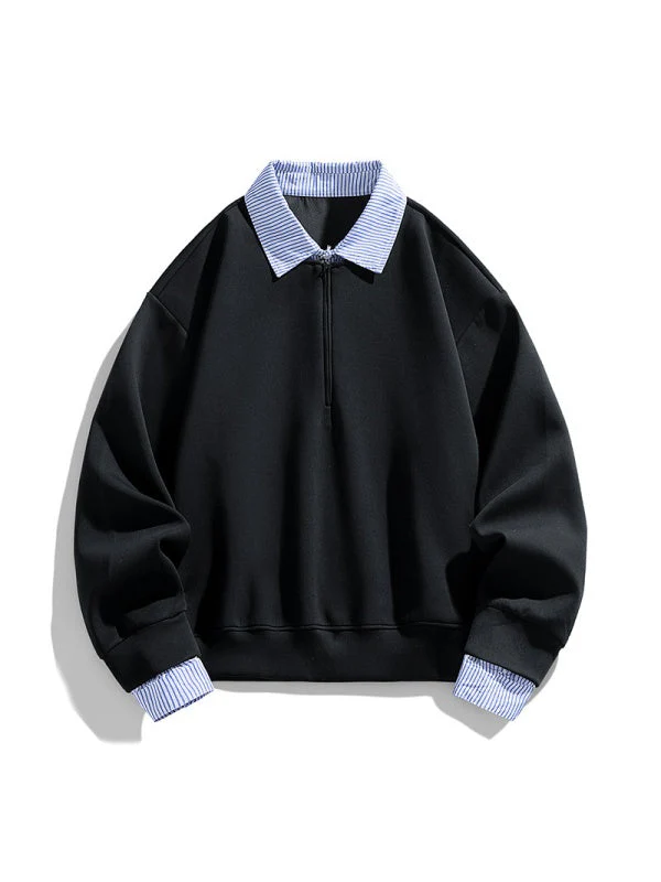 Mock-layer Striped-panel Polo Shirt - Image 6