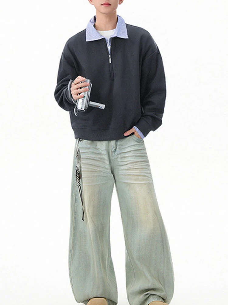 Mock-layer Striped-panel Polo Shirt - Image 9