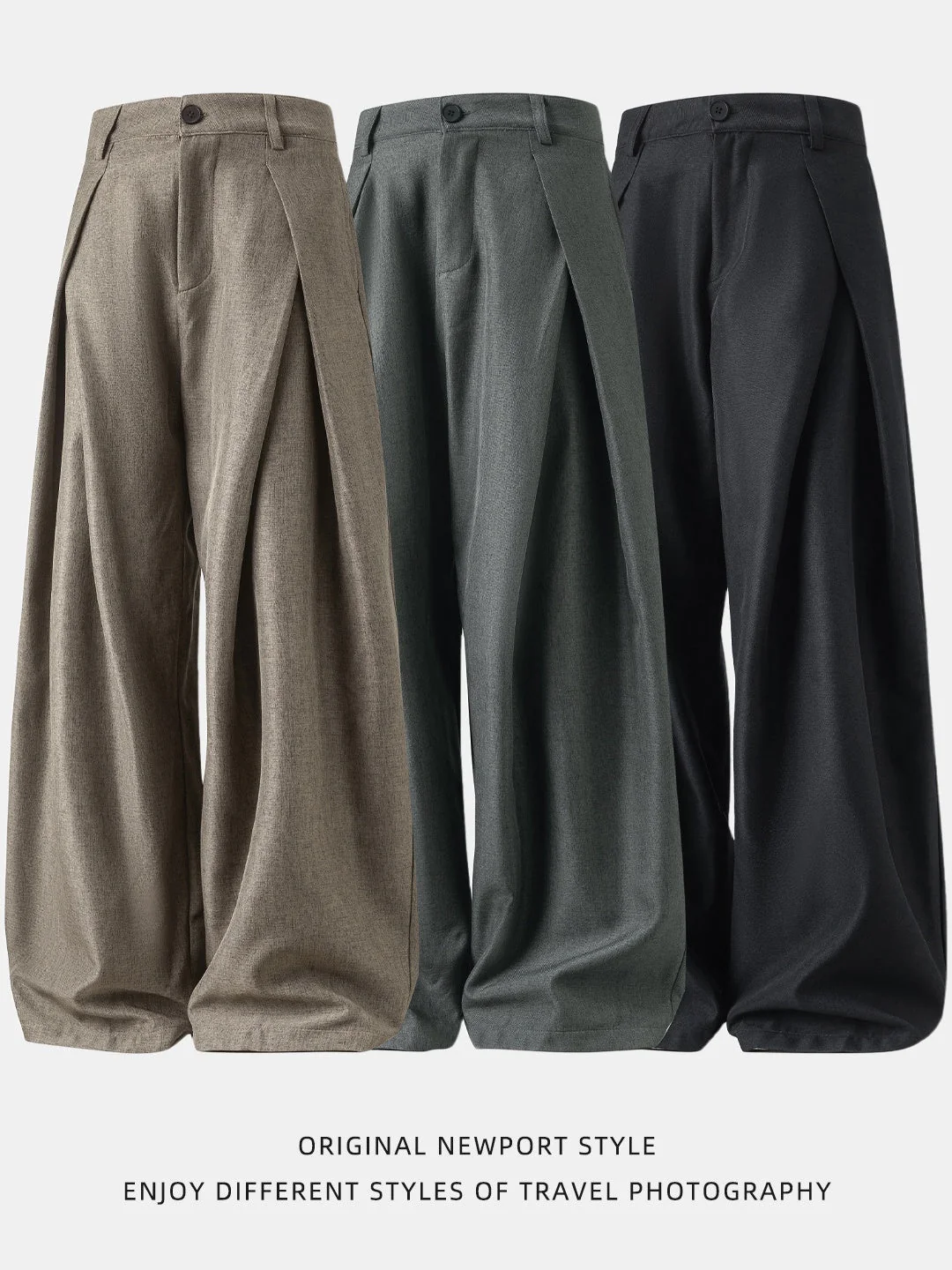 Liber Autumn Men's None Solid Color Pants - Image 4