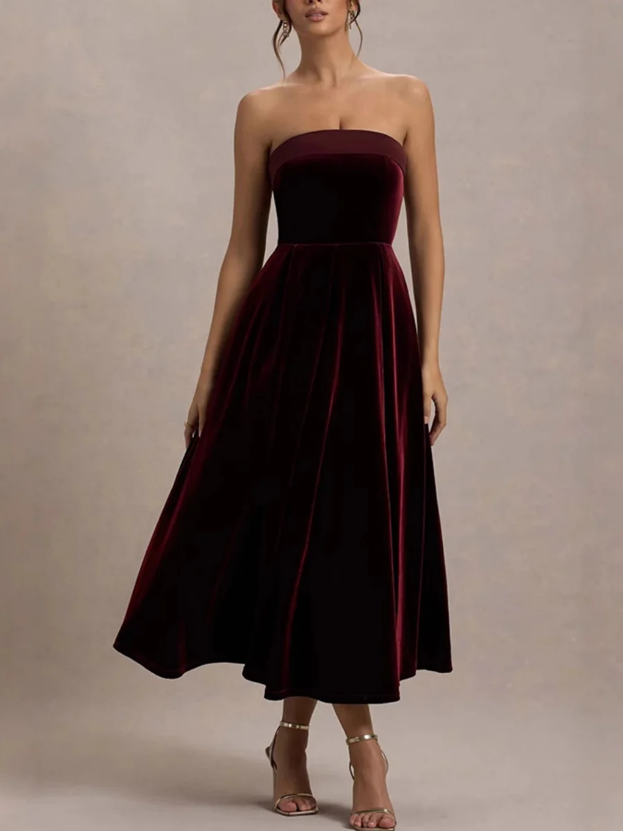 Velvet Tube Top Evening Dress Maxi Dresses - Image 4