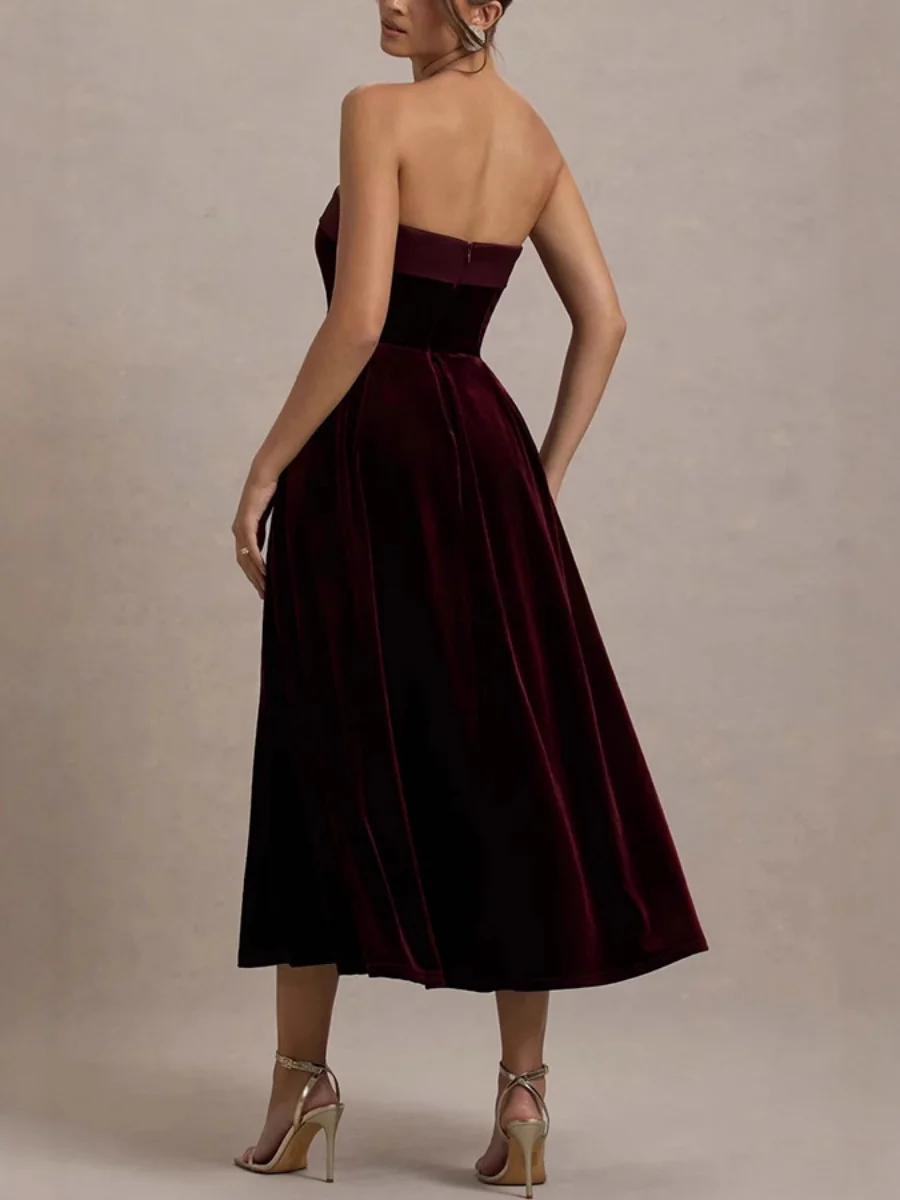 Velvet Tube Top Evening Dress Maxi Dresses - Image 5