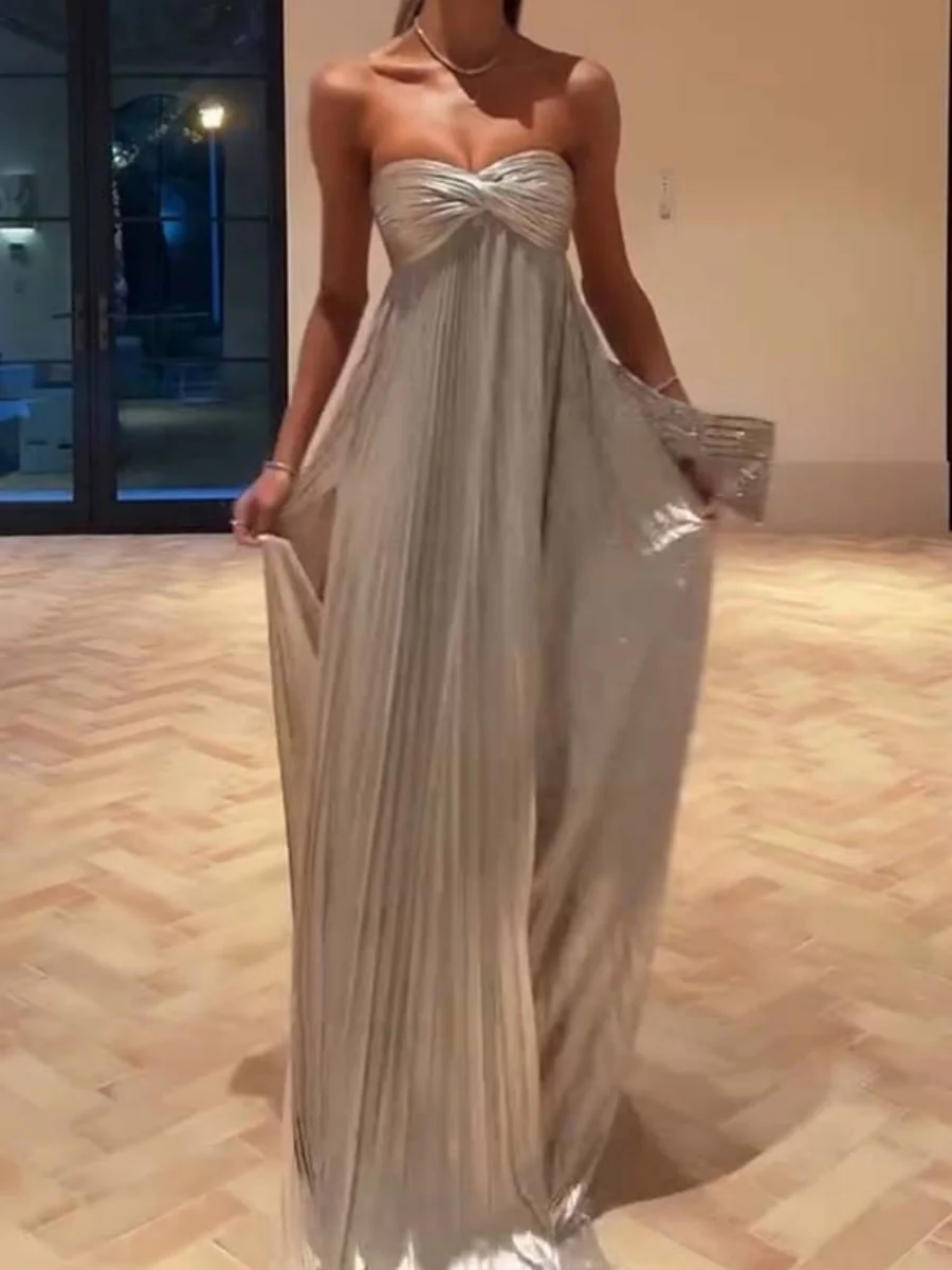 Hot Stamping Tube Top Loose-fit Evening Dress Mini&Short Dresses - Image 2
