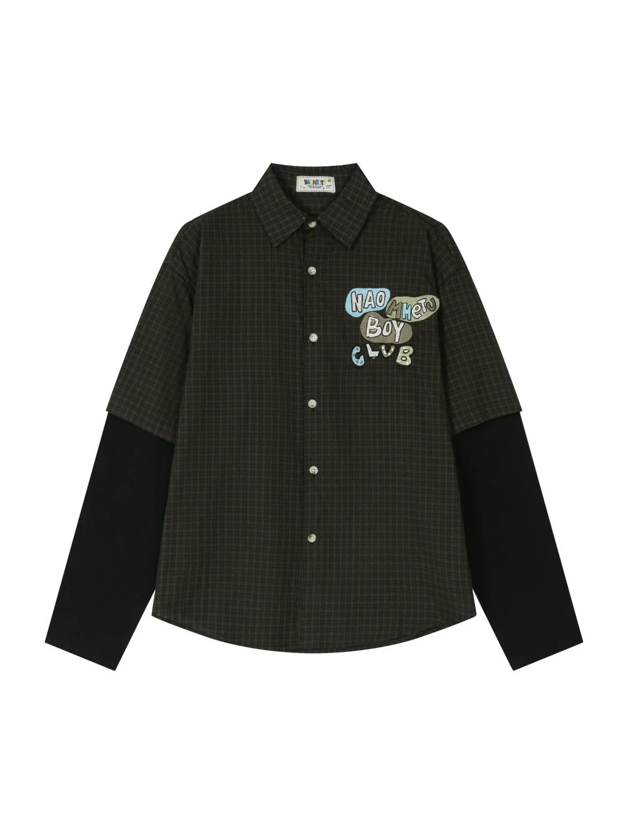 Liber Autumn Neutral wear Fake two pieces Plaid Shirts - Image 14