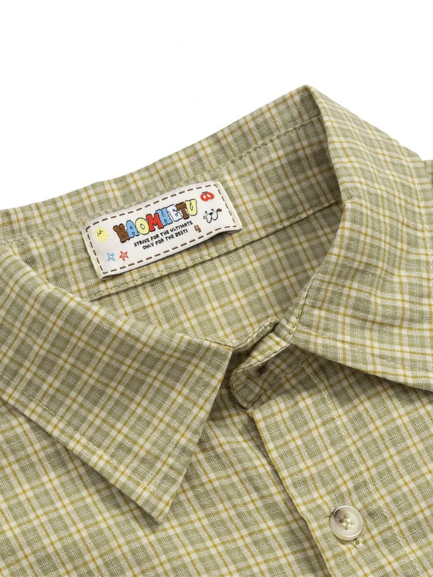 Liber Autumn Neutral wear Fake two pieces Plaid Shirts - Image 4