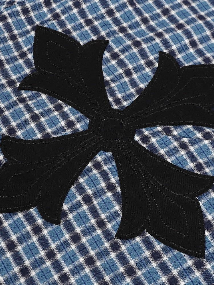 Appliqué embroidery Plaid Shirts - Image 3
