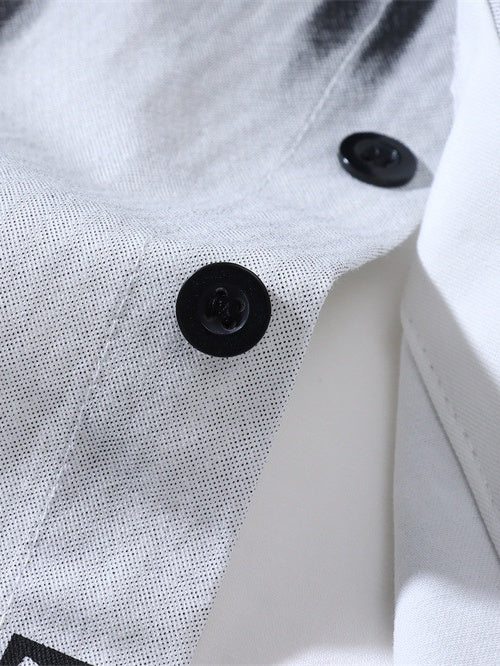 Shadow Print Personality Loose Lapel Long-sleeved Shirt - Image 4