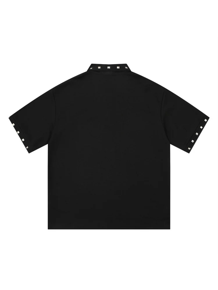 Portrait Printed Loose-fit Ins Metal Orange POLO Shirt - Image 3
