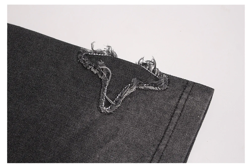 Washed Patches Stereo Embroidery Denim T-shirt - Image 9