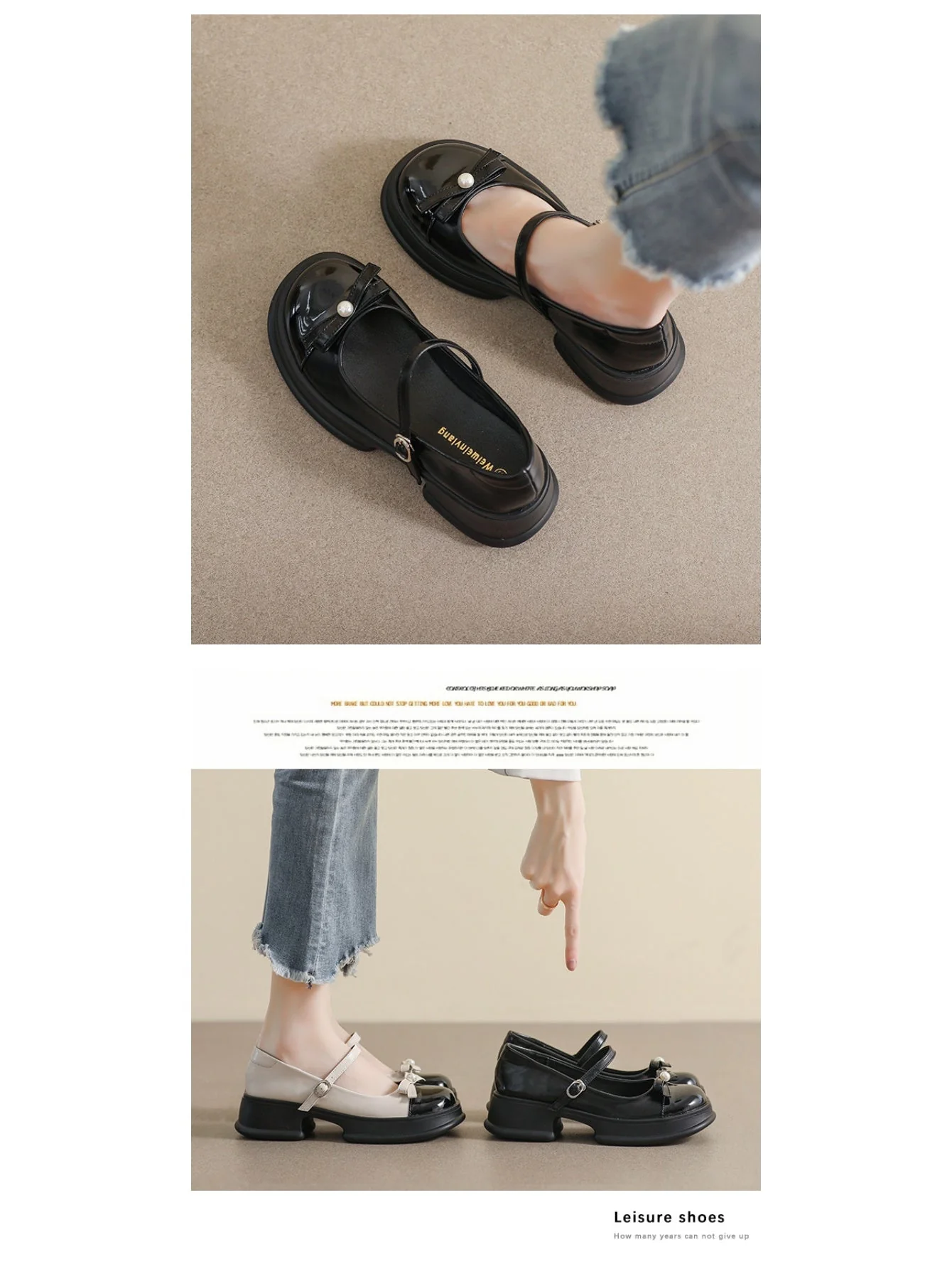 Liber Spring and Autumn Platform Bowknot Women's Mary Jane Shoes - Image 9