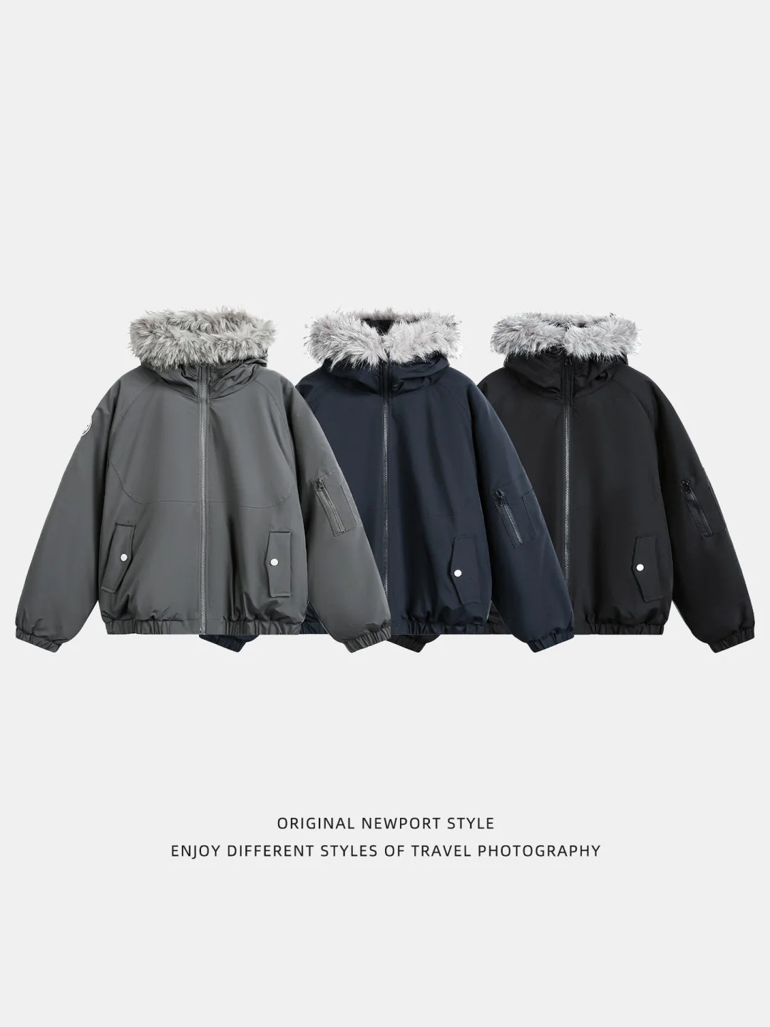 Outdoor Water-repellent Keep Warm Removable Fur Collar Thickening Hooded Parker - Image 3