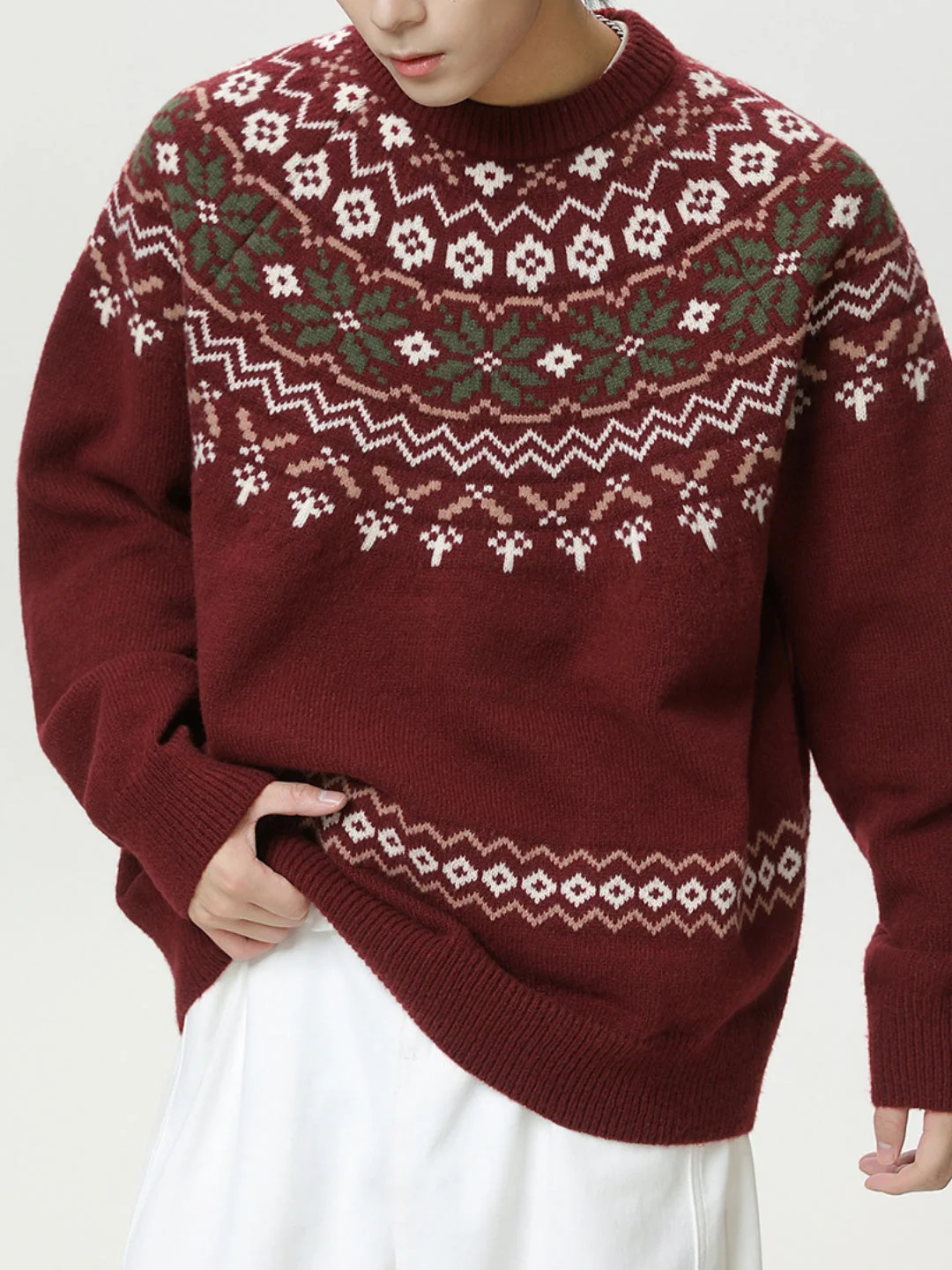 Fair Isle pattern Ethnic style All-match Pullover sweater - Image 2