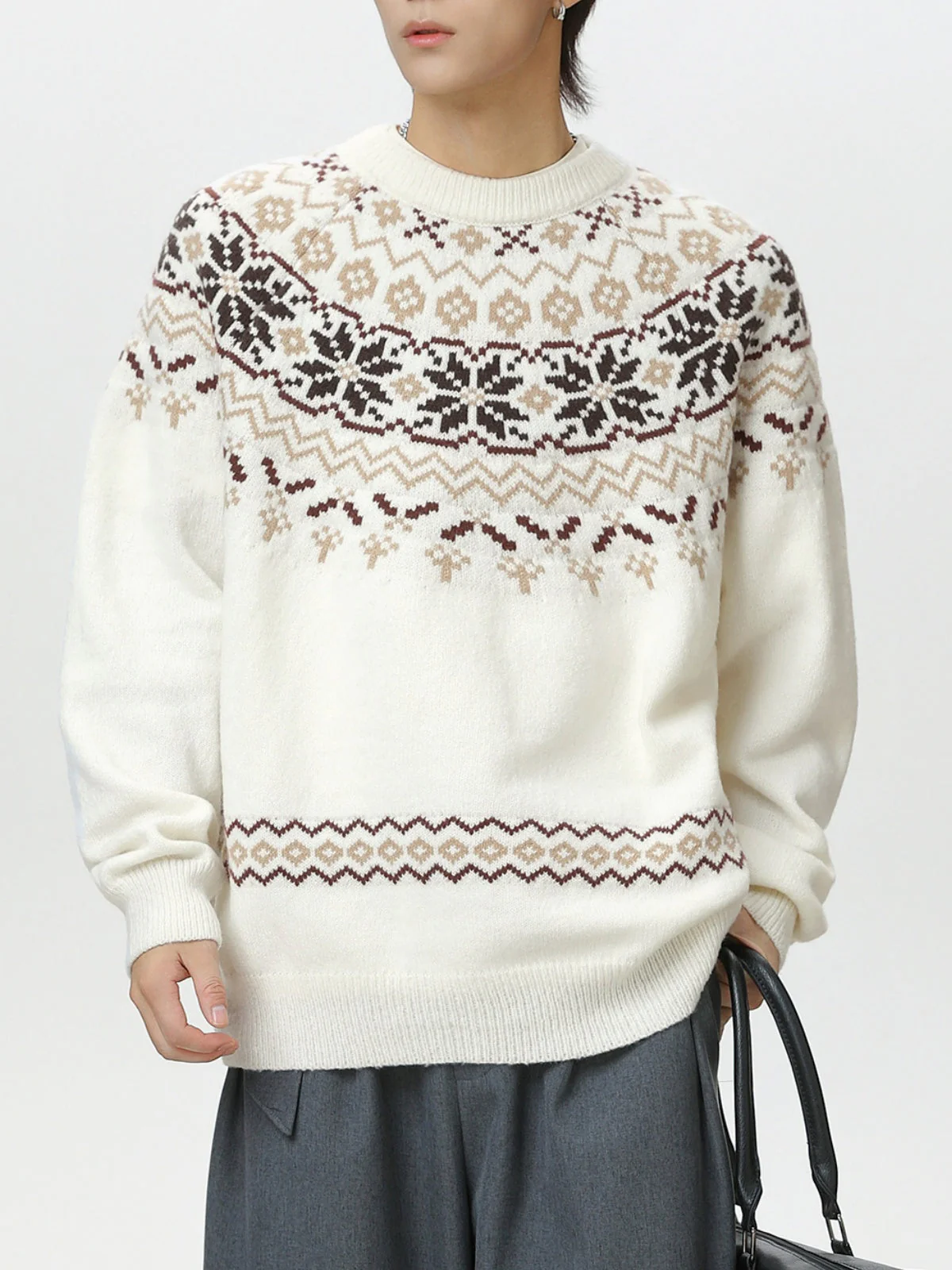 Fair Isle pattern Ethnic style All-match Pullover sweater - Image 6