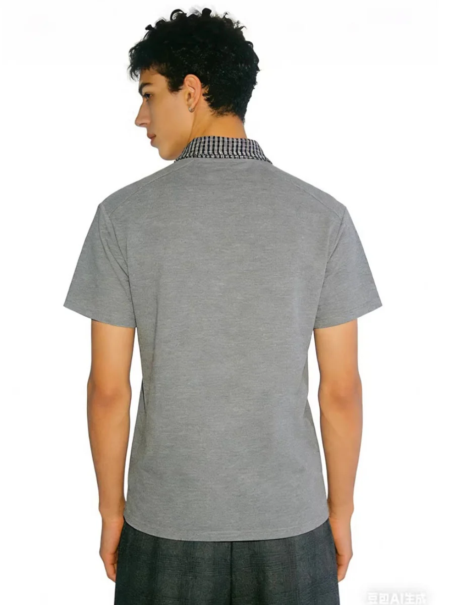 Plaid Beading Anti-wrinkle Cleanfit Polo Shirt - Image 2