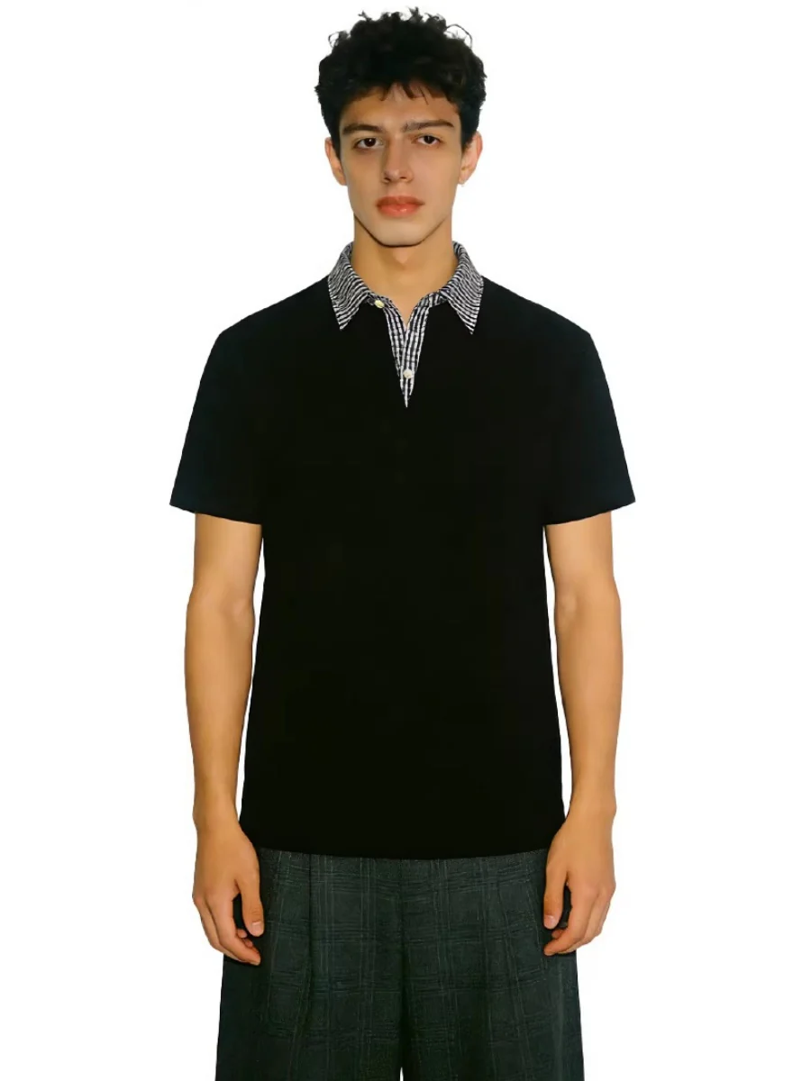 Plaid Beading Anti-wrinkle Cleanfit Polo Shirt - Image 4