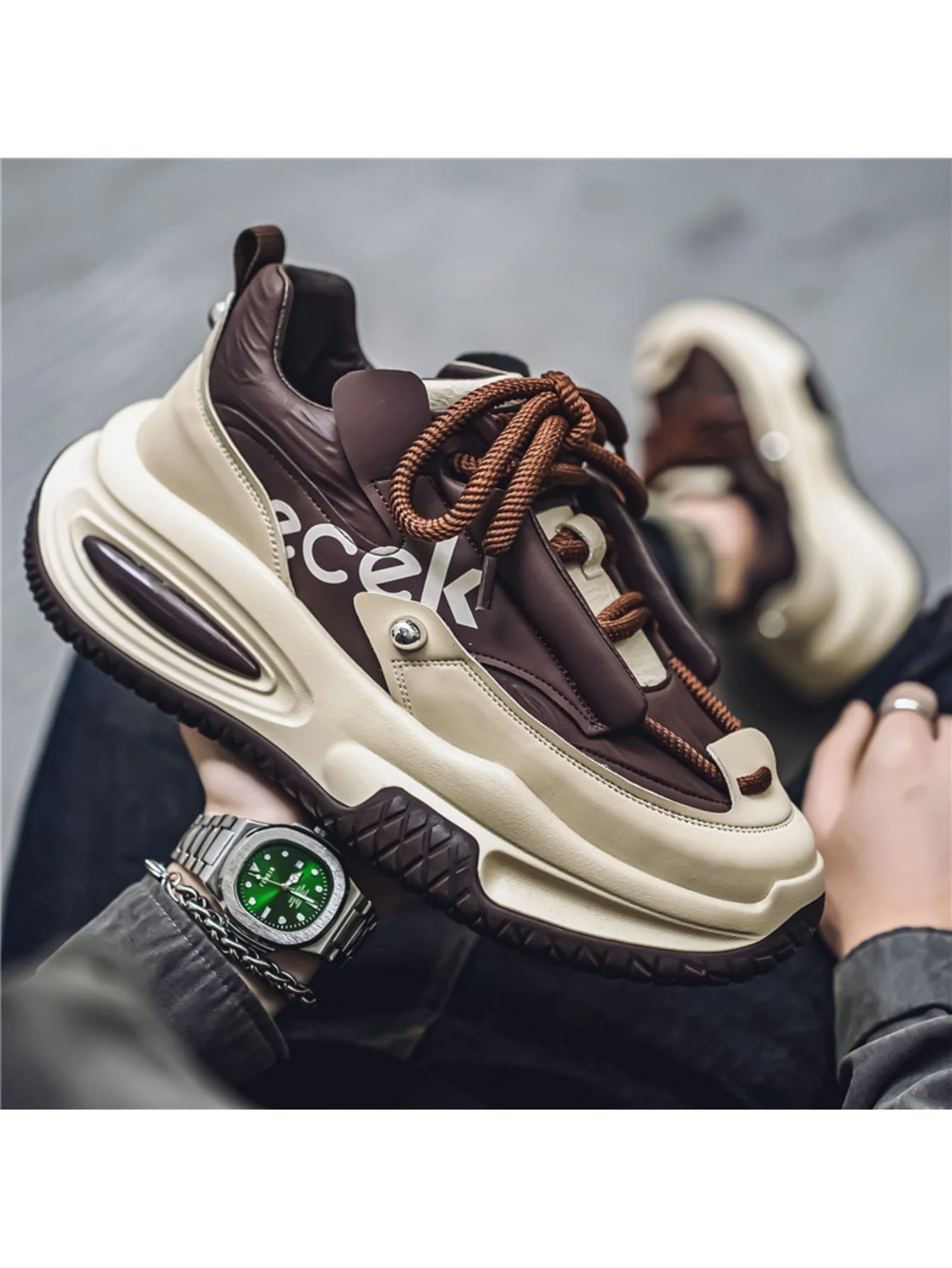 Liber Four Seasons Thick-soled Colorblock Men's Casual Sports Shoes - Image 6