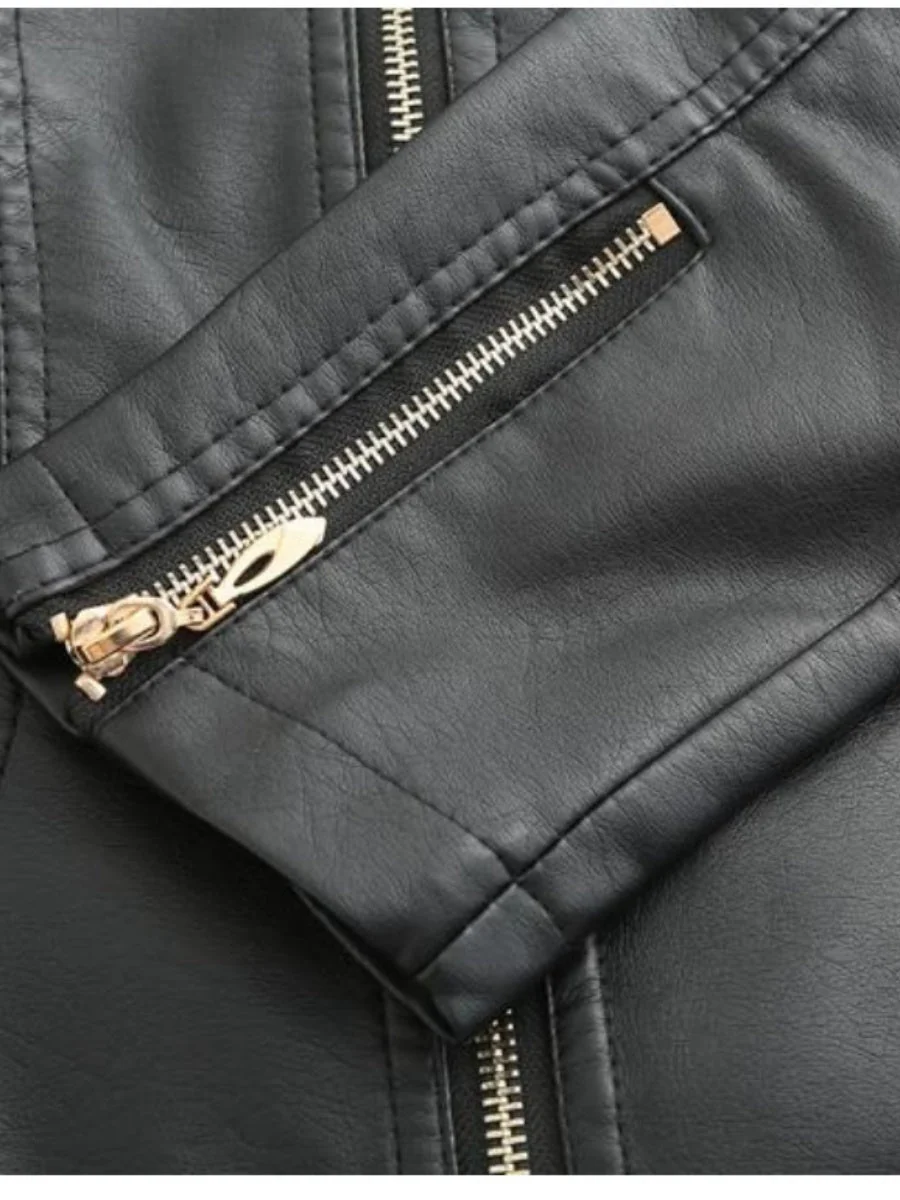 Street Cool Loose Studs Leather Jacket - Image 9