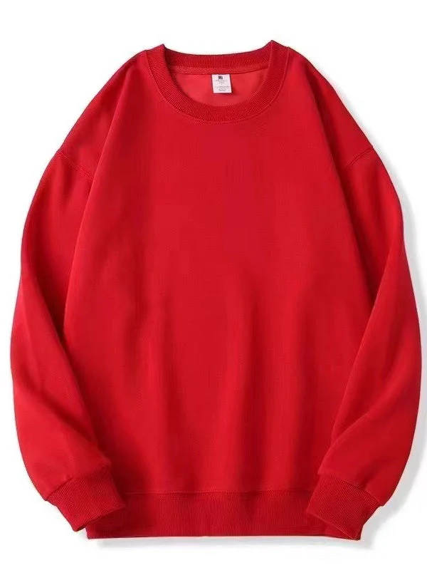 All-match Crew Neck Loose Solid Color Hood Sweatshirts&Hoodies - Image 11