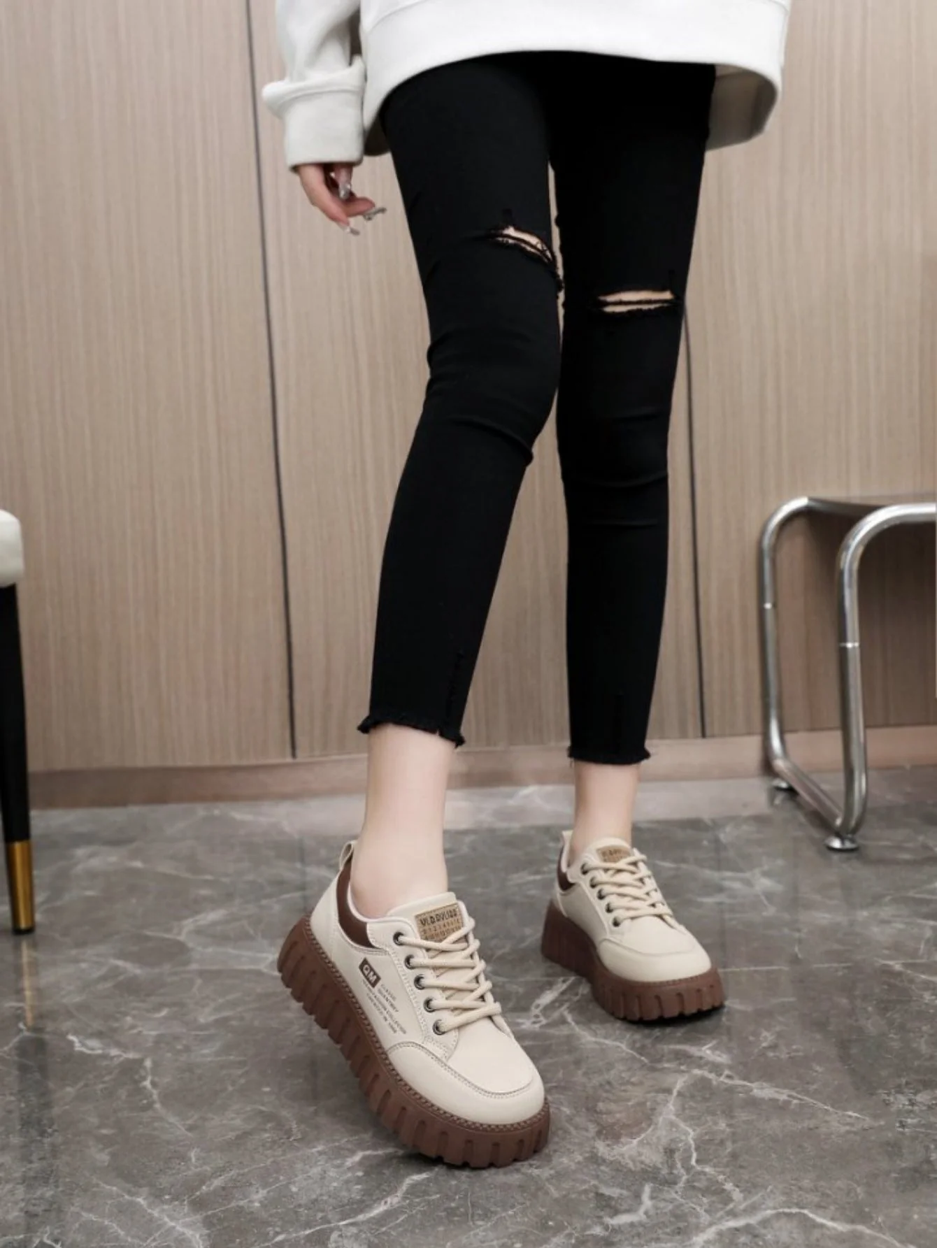 Colorblock Thick-Sole Women's Casual Sneakers - Image 6