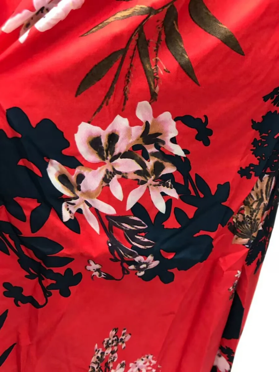 High-slit V-neck Floral Print Suspender Maxi Dress - Image 11