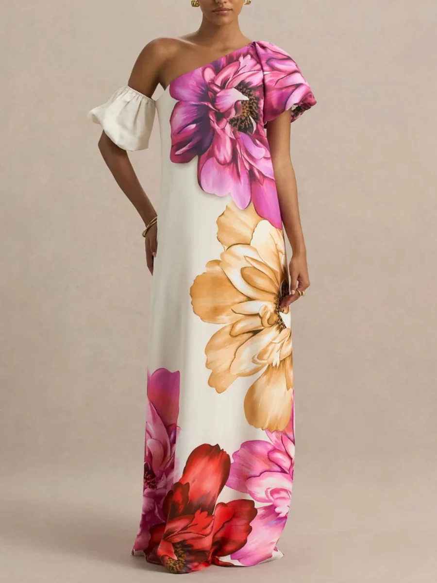 Off-shoulder Floral Print Maxi Dress For Vacation - Image 13
