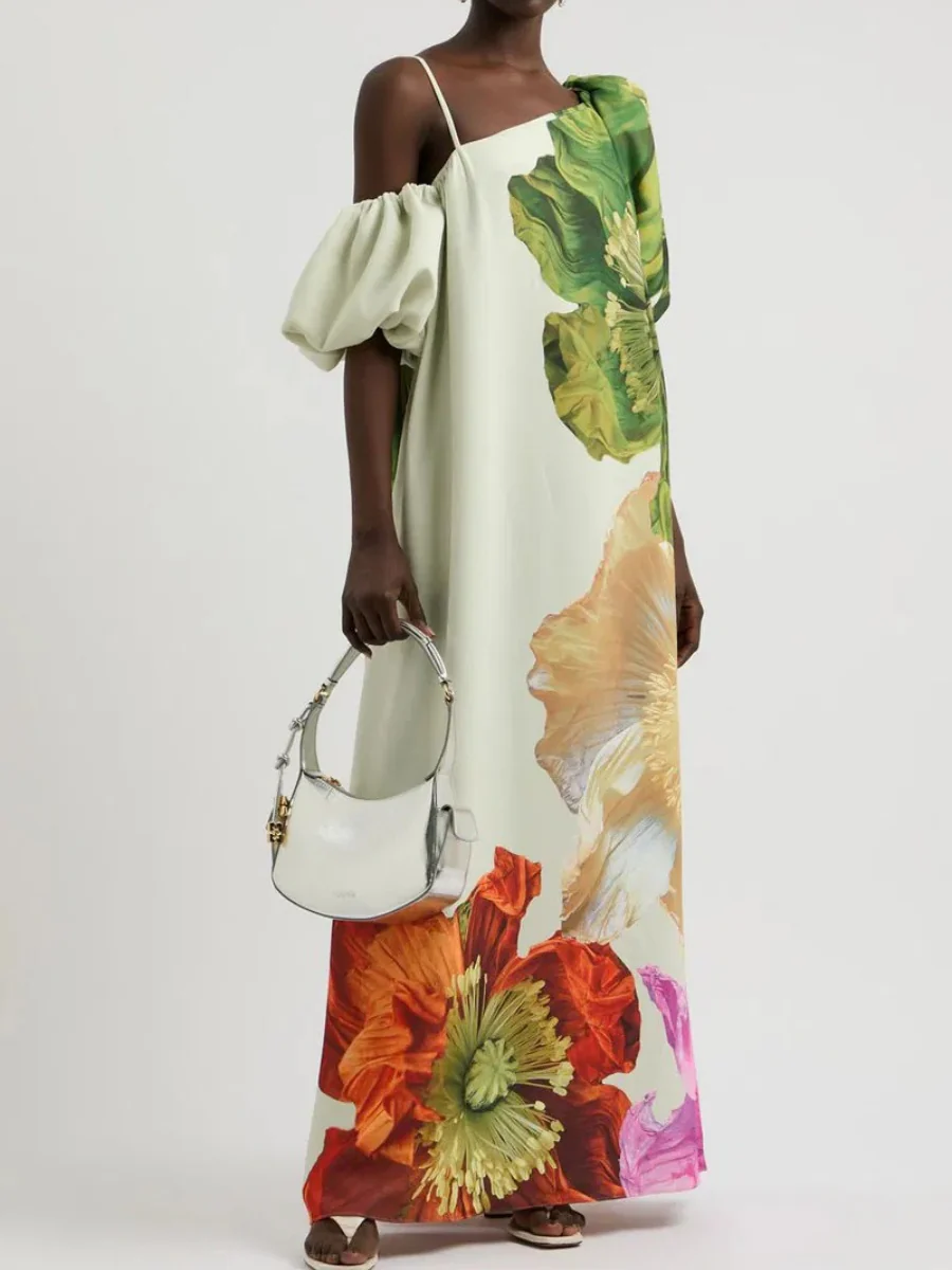 Off-shoulder Floral Print Maxi Dress For Vacation - Image 4