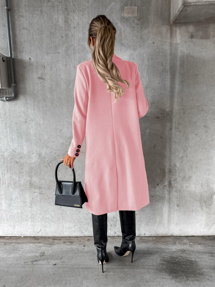 Long Sleeves, Lapel, Solid Color, Double-breasted, Slim Fit Coats - Image 14
