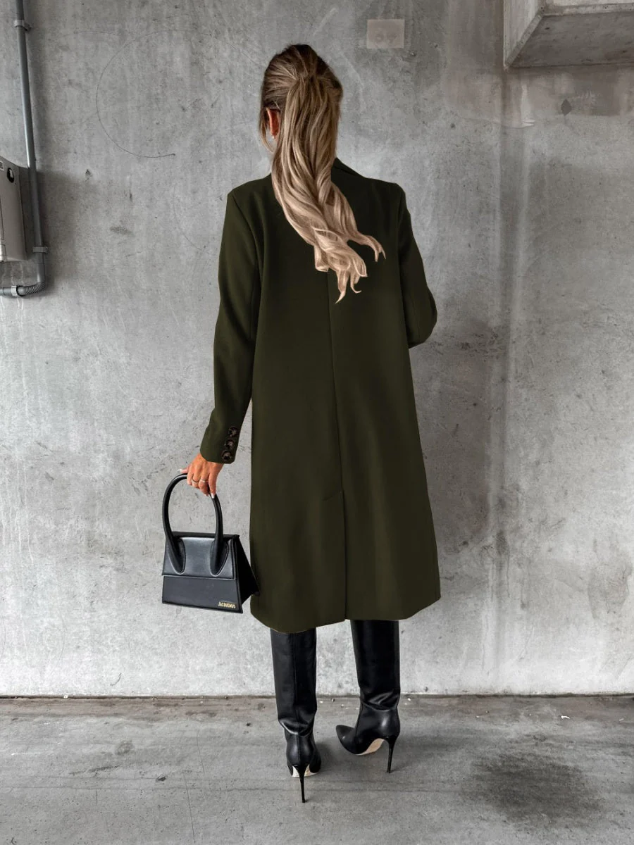Long Sleeves, Lapel, Solid Color, Double-breasted, Slim Fit Coats - Image 17