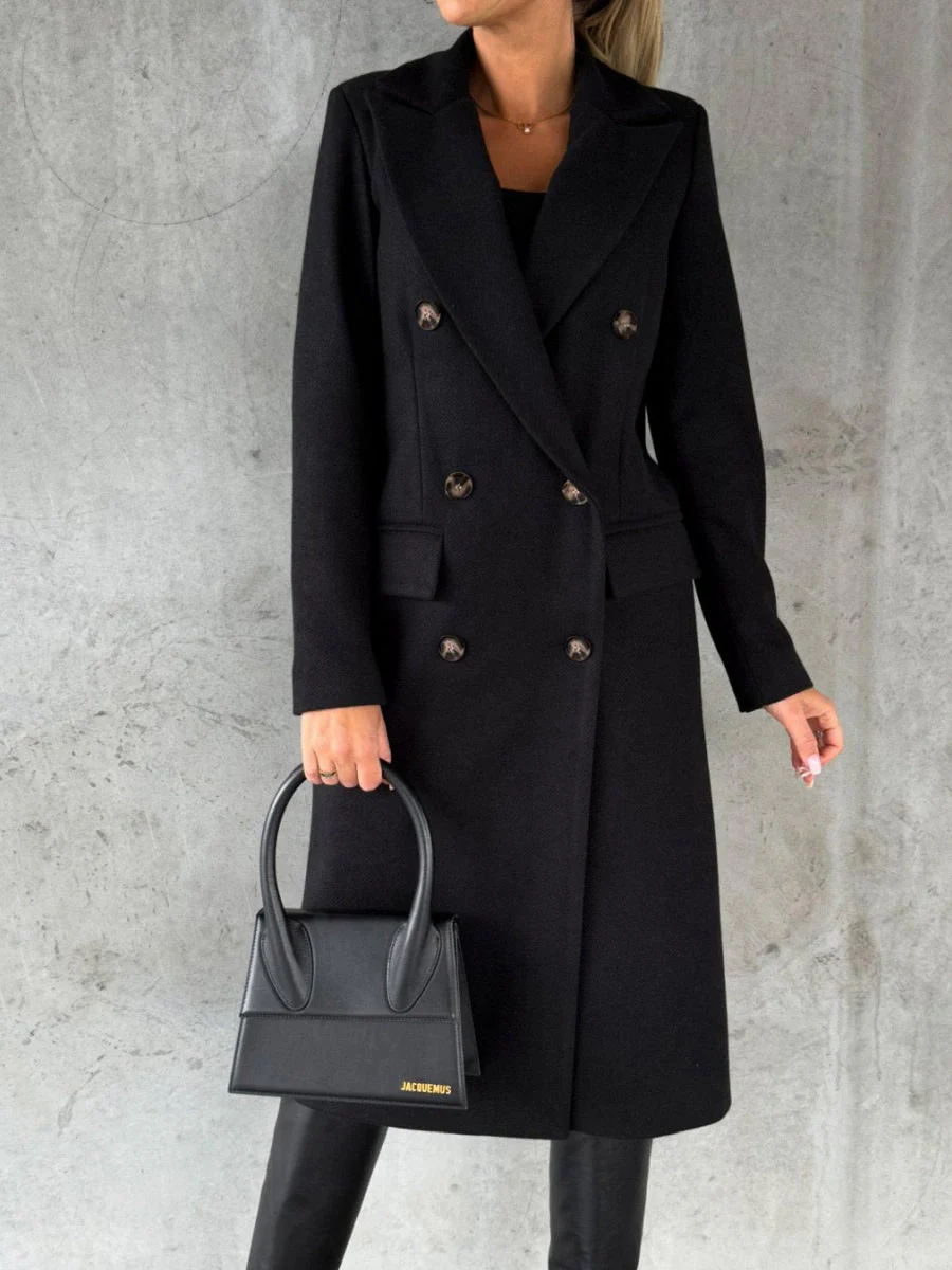 Long Sleeves, Lapel, Solid Color, Double-breasted, Slim Fit Coats - Image 6