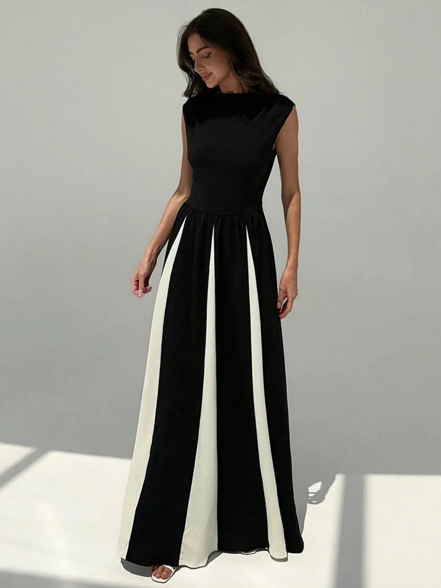 Color-blocked Splicing Parties Maxi Dresses