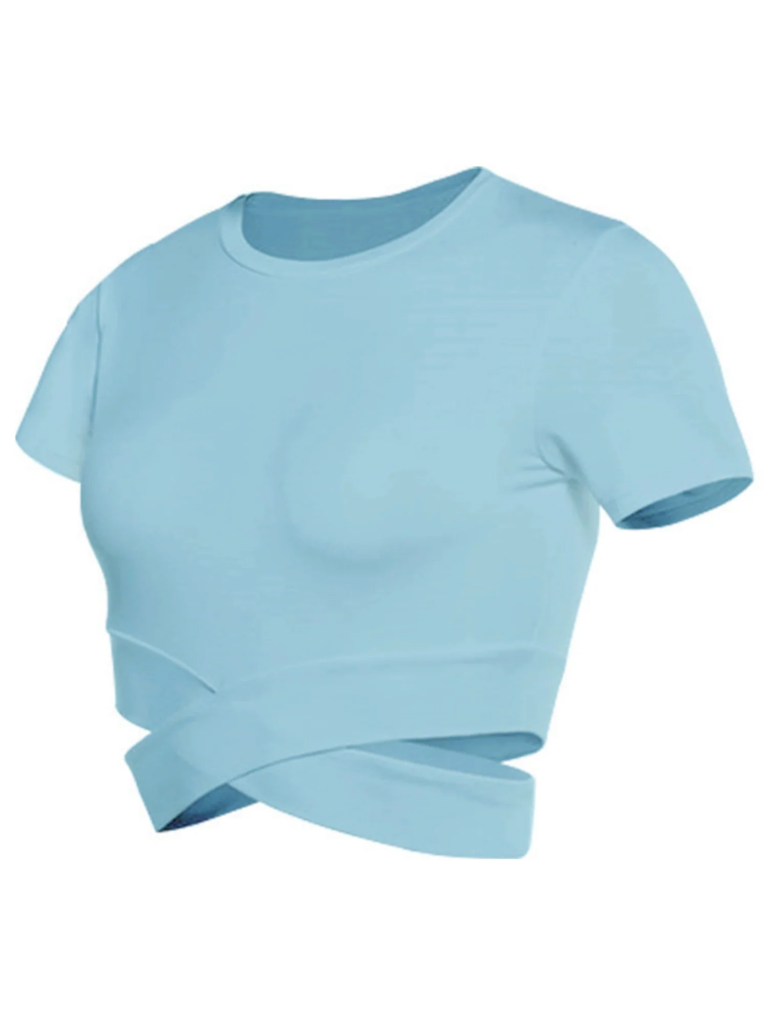 Cross Neck Tight-fitting Shorts Exercise And Fitness Yoga Short-sleeved T-shirt - Image 12