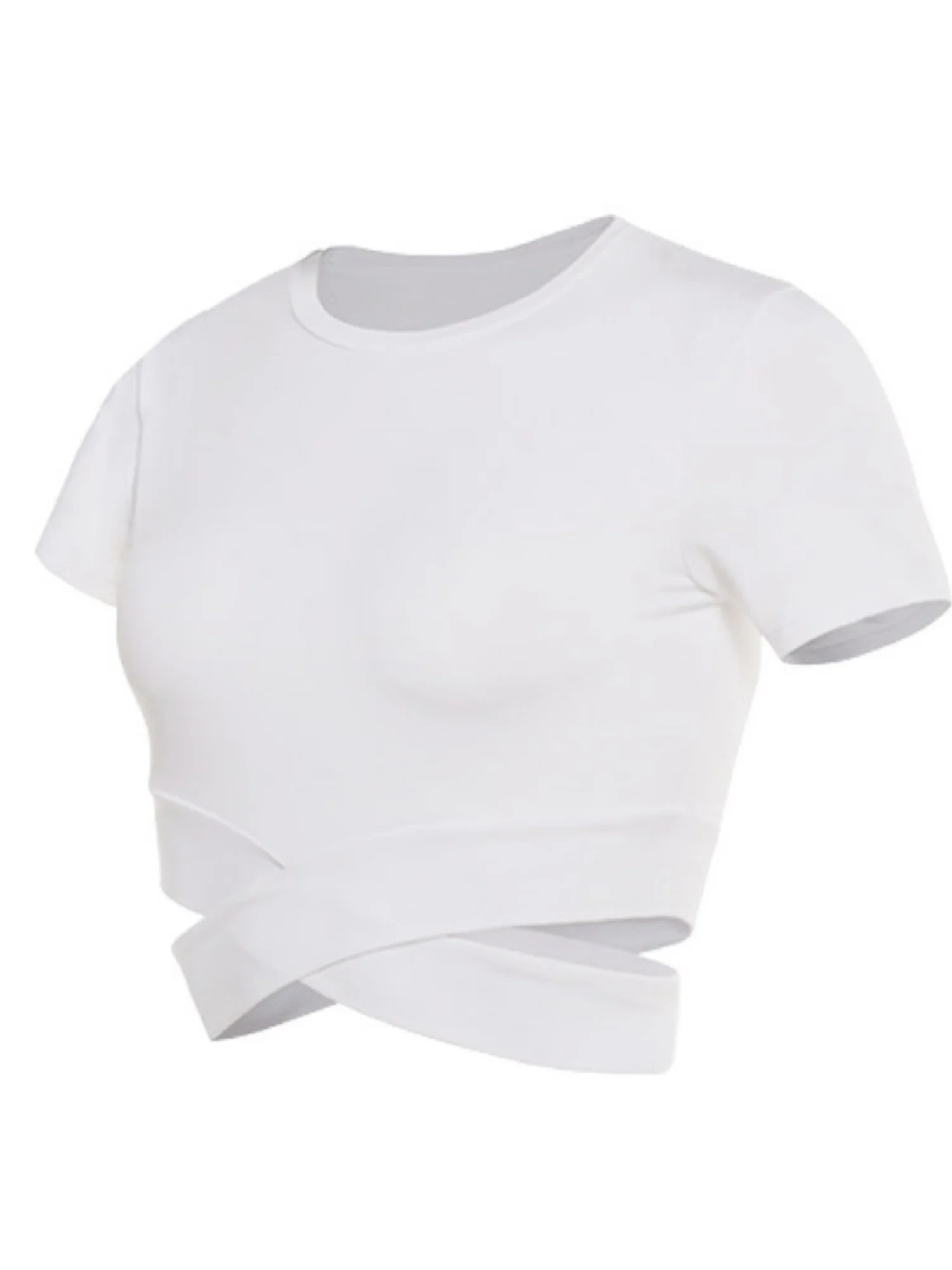 Cross Neck Tight-fitting Shorts Exercise And Fitness Yoga Short-sleeved T-shirt - Image 3