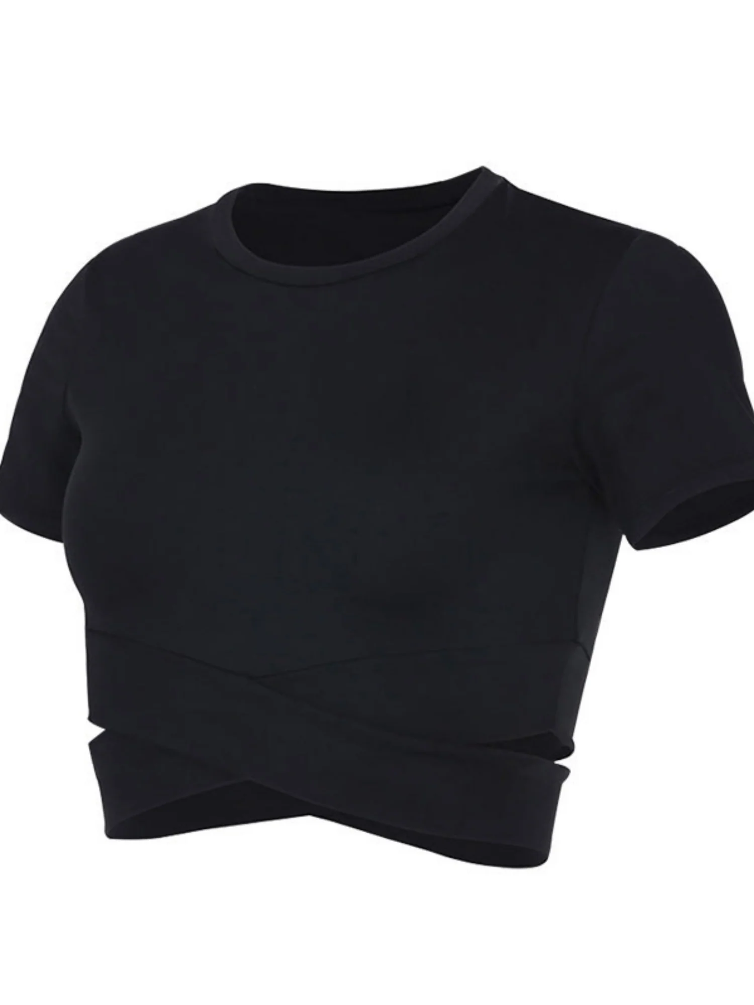 Cross Neck Tight-fitting Shorts Exercise And Fitness Yoga Short-sleeved T-shirt - Image 9